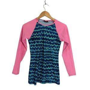 Nalu Tribe Rash Guard Womens S Blue Pink Long Sleeve Swim Sun Shirt Mermaid
